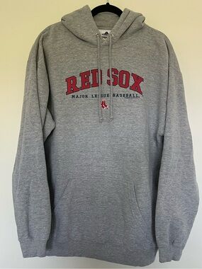 Alstyle Gray Hoodie with Red Boston Red Sox Logo